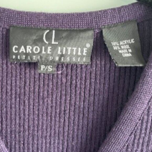 VTG Carole Little Plum Purple Wool Blend Midi Sweater Dress Size Petite Small - Picture 4 of 4